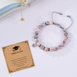 Nuovo braccialetto con bussola in pietra zebrata rosa bracciale regalo di laurea con perline di cristallo in pietra naturale - Product Image 3