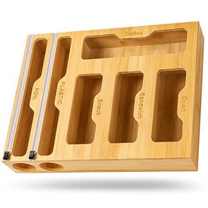 New Arrival Plastic Bamboo Ziplock Bag Storage Organizer Wall Mounted Bamboo For Kitchen Drawer
