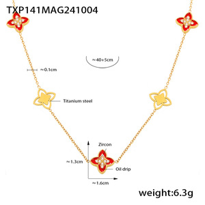 Nouveau délicat trèfle à quatre feuilles bijoux 18k or Bracelet collier ensemble Confidante titane acier Zircon ensemble de bijoux - Product Image 2