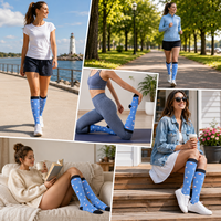 Chaussettes de compression unisexes à imprimé ancre de voilier, chaussettes de soutien élastiques à tube haut pour la course à pied, le cyclisme, la remise en forme et les sports