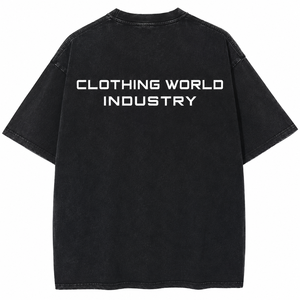 Camiseta Negra Oversize con Lavado Ácido, Estampado de Logotipo Personalizado, Unisex, Premium, 100% Algodón, Ecológica, de Secado Rápido, Estilo Urbano - Product Image 2