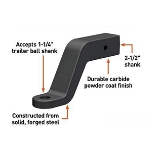 Mới 10000 lbs giả mạo Trailer Hitch Bóng gắn kết phù hợp với 2-inch nhận 1-1/4-inch lỗ 6-inch thả 5-inch tăng Carbide bột màu đen - Product Image 3