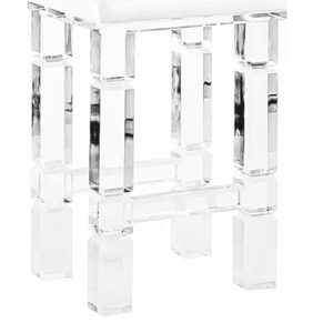 <strong>White</strong> Leather Seat Acrylic Furniture <strong>Vanity</strong> <strong>Stool</strong> - Product Image 2