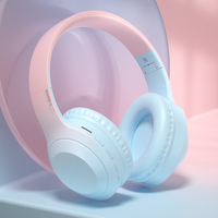 Headphone nirkabel warna gradien, headphone nirkabel dapat dilipat Bass Stereo Bluetooth 5.3 hadiah anak perempuan dengan Mic untuk iPhone TV Game