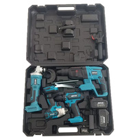 Ensemble d'outils ménagers de haute qualité, 4 pièces, batterie au lithium plastique, 21V, batterie rechargeable, comprend des marteaux perforateurs électriques, des outils à main