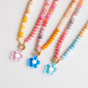 Collier d'été fait main Dopamine, pendentif perlé coloré en acier inoxydable plaqué or, recommandé par les blogueuses - Product Image 5