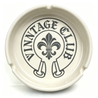 Cendrier rond en céramique crème avec impression de logo personnalisé, cendrier à cigarettes de style vintage, accessoire pour fumeurs pour hôtel, bar, salon, club