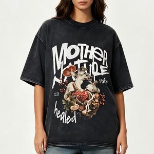 <span class=keywords><strong>T</strong></span>-shirts personnalisés en coton 100% pour hommes, style streetwear, avec impression DTF de typographie et portraits d'artistes hip-hop, coupe ample - Product Image 1