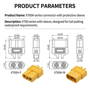Connecteur Amass Original XT60 XT60H avec gaine, prise plaquée or 30A pour drone RC et système d'alimentation numérique 3C - Product Image 5