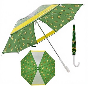 Parapluie personnalisé pour enfants avec motif d'avocat mignon, parapluie droit transparent imprimé de dessins animés pour les jours de pluie des enfants en UE et aux États-Unis - Product Image 1