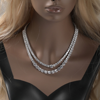 Collier Chaîne Tennis Hiphop en Argent Sterling 925 Plaqué Or 18K avec Moissanite VVS 3MM Effet Glacé pour Femme
