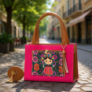 Sac à bandoulière vintage Mayra Fiusha Fana pour femme, motif dessin animé, en polyester imperméable, avec une seule poignée et pompon - Product Image 2