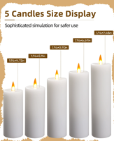 Lot de cinq bougies LED blanches à bouche plate, imitation paraffine, alimentées par piles, sans flamme, pour Noël, Pâques, mariage, déclaration romantique