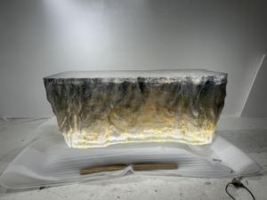 Îlot de cuisine en résine Iceberg, comptoirs translucides en cascade, table à manger, décoration intérieure pour villa, hôtel, club - Product Image 4