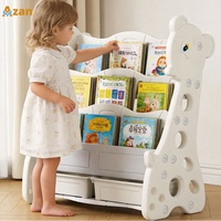 Meubles de chambre d'enfant, étagère à livres et jouets pour tout-petits, bibliothèque à 4 niveaux pour coin lecture des enfants avec bacs de rangement