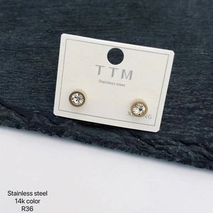 E6183 Xuping gioielli all'ingrosso numeri arabi rotondi croce pentagramma farfalla nera mentre orecchini in acciaio inossidabile 14K con zirconi - Product Image 4