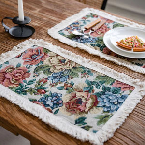 Sets de table floraux tissés naturels minimalistes d'été Anne's Wholesale pour table à manger - Product Image 1