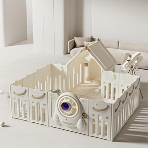 Parque de juegos infantil MIGO Bear con diseño de cielo estrellado, valla de seguridad para bebés, barandilla de protección, casa pequeña de interior, área de juegos para niños - Product Image 2