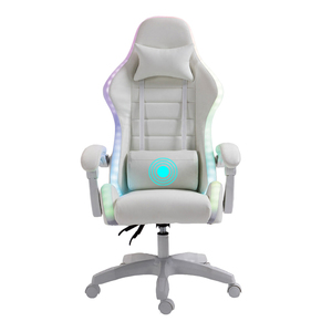 Chaise de jeux ergonomique RVB en cuir PU blanc Chaise de jeu à LED pour ordinateur de course Chaise de jeu de course avec haut-parleurs - Product Image 3