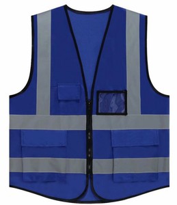 Gilet di Sicurezza Riflettente con Tasche con Zip e Logo Blu - Product Image 2