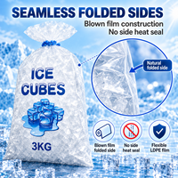 Sac d'emballage pour glace en LDPE robuste, capacité de charge de 3 kg à 7 kg, étanche, pour usine de glace et chaîne du froid, vente en gros (ODM/OEM)