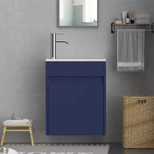American Style Simple Mdf Modern Floating Vanity Set Unique Waterproof Finished Bathroom Cabinet Wash Basin Ceramic <strong>Sink</strong> - Product Image 3