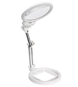 <b>Folding</b> <b>Table</b> <b>Metal</b> Bracket Magnifying Glass 2LED Lamp 2.5X 5X <b>Table</b> Lamp with Scale for Reading Embroidery Camping - Product Image 6