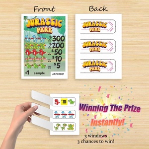 Cartes à languettes dinosaures mignonnes, tailles personnalisées, logo, papier recyclable, impression offset, loterie à languettes, montant du prix aléatoire - Product Image 2