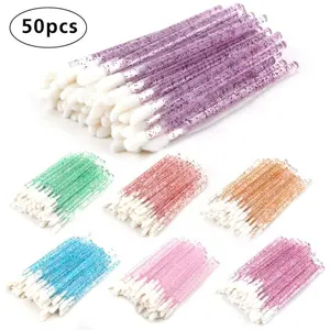 Wholesale Disposable Lip Brush Set 50pcs/bag Cotton Swab Mascara Wands Eyelashes Lip Gloss Brush