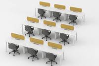 Bureau de travail moderne pour 3 personnes, structure en acier MFC de qualité E0, bureau extensible pour l'équipe, conçu pour les espaces de travail en équipe