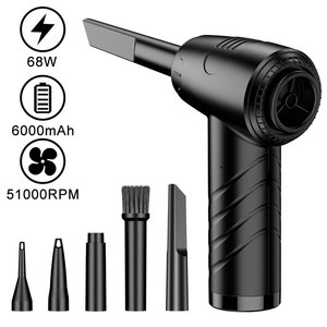 Souffleur d'air sans fil à batterie 68W 6000mAh 51000RPM avec 5 accessoires, moteur brossé en plastique noir, dépoussiéreur pour voiture - Product Image 1