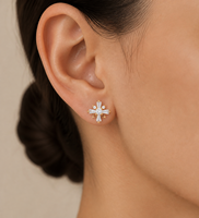 Boucles d'oreilles clous Muweike en argent sterling 925 vermeil avec zircon, design croix, minimalistes et tendance, pour femme, bijoux fins