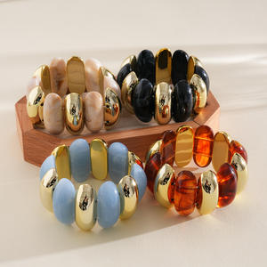 Brazalete de acrílico J con diseño geométrico ovalado y efecto difuminado, unisex, vintage, de nicho, de lujo, exagerado, joyería de mano para fiesta - Product Image 2