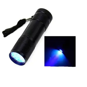 Uv Flashlight Aluminum Water Resistant 9 LED Mini Flashlight High Quality UV UltraViolet Black Light Small Handheld Flash Light