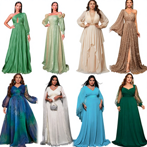 Robe de soirée élégante à prix bas, style européen et américain, nouvelle robe de soirée à sequins, col unique, fendue - Product Image 1