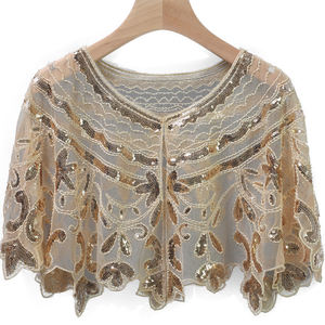 Sciarpa/Giacca da Sposa in Pizzo Elegante con Ricamo Floreale di Paillettes Lucide, Taglia Unica da Donna, per Abiti da Sera e Cerimonia - Product Image 5