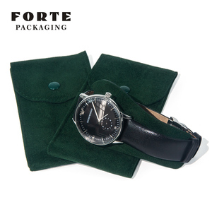 FORTE Green Velvet Watch Gift Bag Minimalist Handmade Packaging for Men and Women's Watches Elegant Jewelry <b>Accessory</b> Storage - Product Image 4