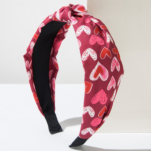 New Valentine's Day <strong>Hair</strong> Accessories Knot Cloth Printed Heart Headbands Red <strong>Lips</strong> Pattern Headbands Sweet All Matching Headbands