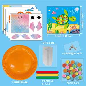 Kit d'activités créatives multifonctionnel pour enfants : autocollants en papier et boules de feutre à faire soi-même, motifs animaux marins - Product Image 3