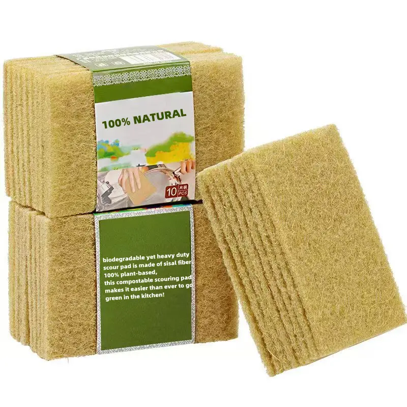 Semua Sabut Gosok Alami Oleh Scrub-It Piring dan Pot Scrubber Non-Gores 100% Bantalan Penggosok Pembersih Sisal Alami