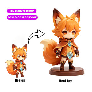 Bambola in PVC Personalizzata Ragazza Volpe <span class=keywords><strong>Chibi</strong></span> con Mantello e Gemma, Collezionabile, OEM ODM, Realizzata su Ordinazione, Personalizzata, Set Regalo CE, Nuova - Product Image 1