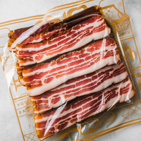 Sacs sous vide transparents imprimés directement par le fabricant pour l'emballage de bacon, de saucisses et de viandes séchées