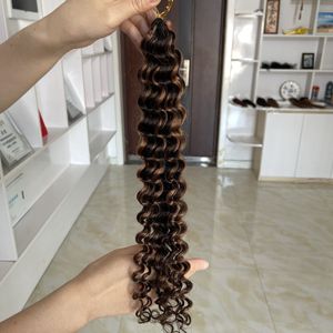 Nuevas Extensiones de Cabello Humano con Trenza de Crochet, Instalación y Remoción Más Rápidas, 100% Cabello Humano, Ondas Profundas, Color H2/30, Ajusta el Volumen del Cabello Libremente - Product Image 4
