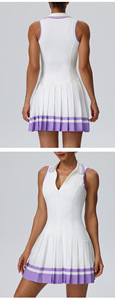 Robe de sport plissée sans manches contrastante pour femme YY, avec fermeture éclair, short intégré, poches et soutien-gorge intégré, idéale pour le tennis et le golf - Product Image 6