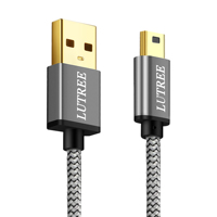 Cable mini USB, cable de carga de cargador trenzado duradero de 2 a mini-b para GPS de Garmin, controlador PS3, cámara Canon, para el uso en el hogar,