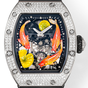 Reloj de Lujo para Hombre, Tourbillon Automático, Mecánico, con Caja con Incrustaciones de Diamantes y Correa de Caucho para Mujer, Reloj con Diamantes - Product Image 2