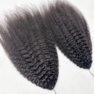 Extensions de cheveux naturels humains Kinky Straight Crochet Feathers 50g sans trame pour tresses bohèmes, <span class=keywords><strong>noir</strong></span> naturel, 10 à 24 pouces, en paquet - Product Image 3