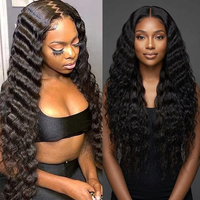 Perruque en cheveux humains indiens bruts, ondulée, sans colle, avec dentelle HD, pour femmes noires, prête à être expédiée