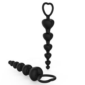 7.28英寸长肛门塞心形硅胶柔性刻度肛门珠对接插头男女肛门玩具 - Product Image 6