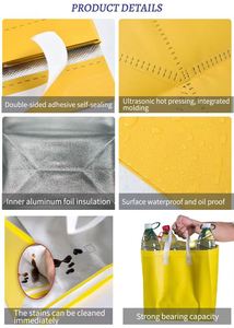 Sac isotherme personnalisé imperméable en non-tissé avec bande d'étanchéité - Sac thermique idéal pour les plats à emporter des restaurants - Product Image 3